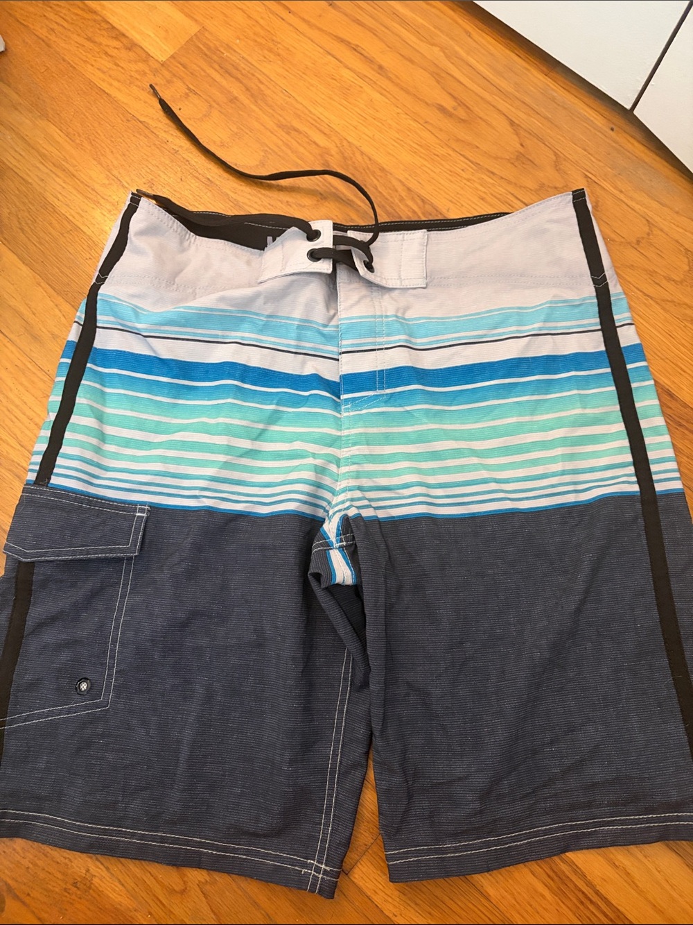 Men's Blue Stripe Swim Trunks - Mossimo Supply Co